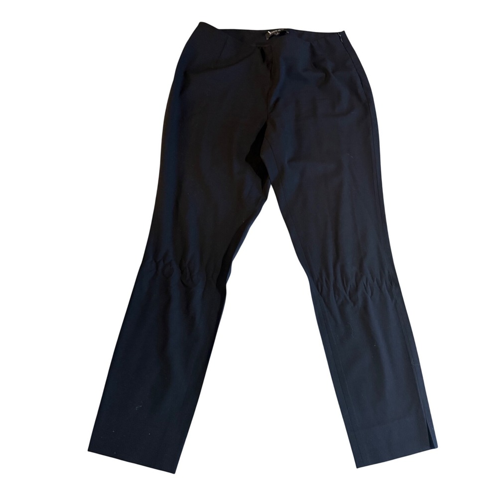 Lafayette 148 New York Black Side Zip Slim Straight Leg Pants work chic Sz 2